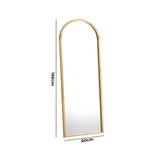 Oikiture Full Length Mirror Arched Wooden 166x60cm - Close-Up Angle