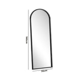 Oikiture Wooden Full Length Mirror 180x70cm Arched Floor Mirrors Black