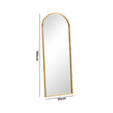 Oikiture Wooden Full Length Mirror 180x70cm Arched Floor Mirrors - Close-Up Angle