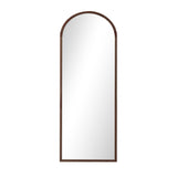 Oikiture Wooden Full Length Mirror 180x70cm Arched Floor Mirrors Brown - Top-Down View
