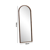 Oikiture Wooden Full Length Mirror 180x70cm Arched Floor Mirrors Brown