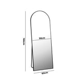Oikiture Full Length Mirror Arched 166x60cm Free Standing Black - 45-Degree Angle