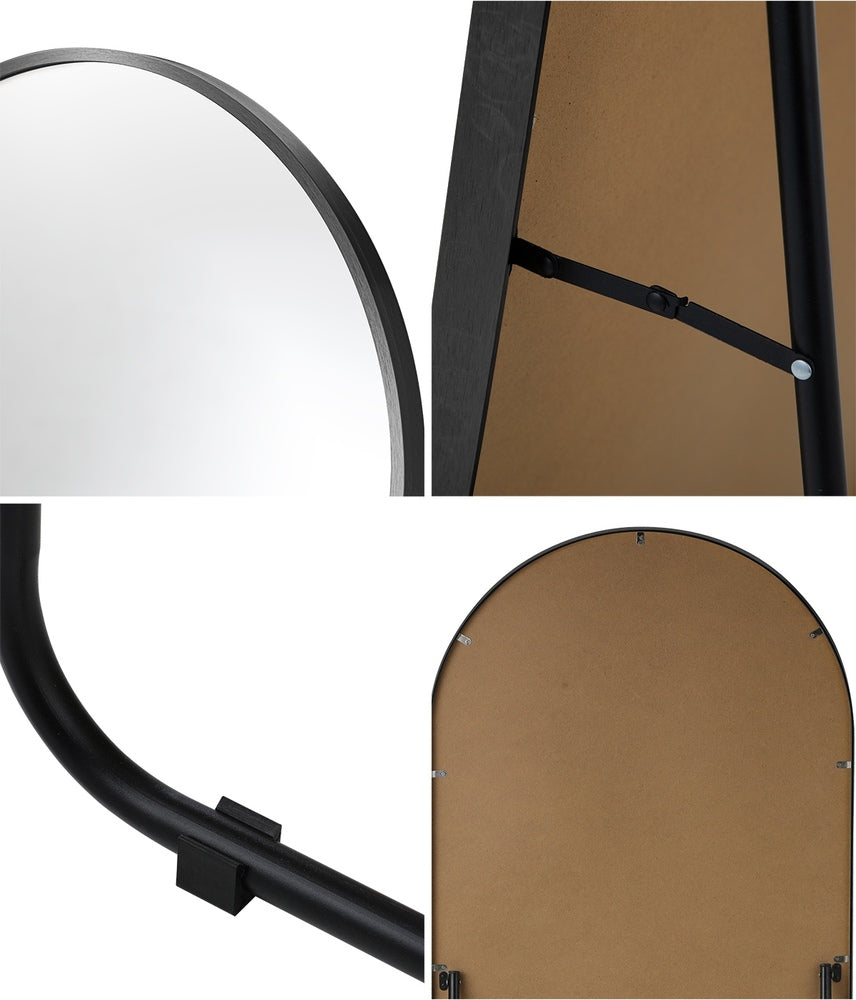 Oikiture Full Length Mirror Arched 166x60cm Free Standing Black