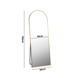 Oikiture Full Length Mirror Arched Free Standing Gold 166x60cm - 45-Degree Angle