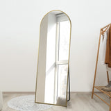 Oikiture Full Length Mirror Arched Free Standing Gold 166x60cm - Side View