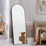 Oikiture 180x70cm Full Length Mirror Arched Floor Mirrors Black