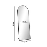 Oikiture 180x70cm Full Length Mirror Arched Floor Mirrors Black - 45-Degree Angle
