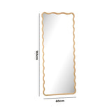 Oikiture Wooden Full Length Mirror 165x60cm Wavy Floor Mirrors - Side View