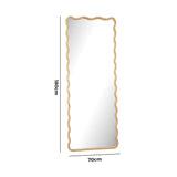 Oikiture Wooden Full Length Mirror 180x70cm Wavy Floor Mirrors - Top-Down View