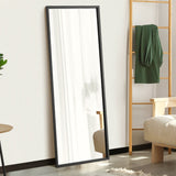 Oikiture Wooden Full Length Mirror Rectangle 166x60cm Black - Front View