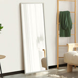Oikiture Wooden Full Length Mirror 166x60cm Rectangle White - 45-Degree Angle