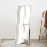 Oikiture Wooden Full Length Mirror 166x60cm Rectangle White - Top-Down View
