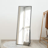 Oikiture 166x60cm Full Length Mirror Dressing Floor Mirrors Black - Close-Up Angle