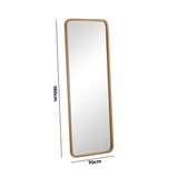 Oikiture Wooden Full Length Mirror 180x70cm Rectangle Floor Mirrors - Close-Up Angle