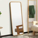 Oikiture Wooden Full Length Mirror 180x70cm Rectangle Floor Mirrors - Top-Down View
