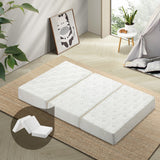 Bedra Folding Mattress 3-Fold Foldable Foam White - Close-Up Angle
