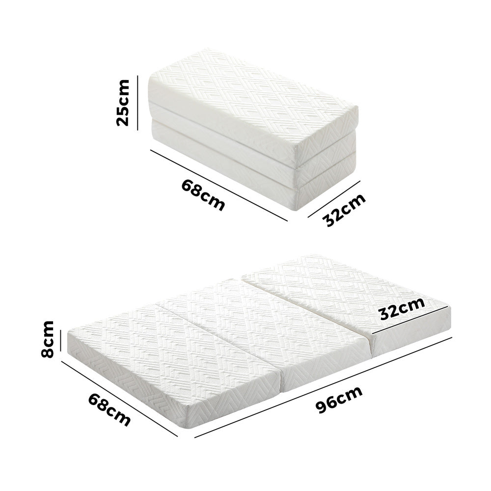 Bedra Folding Mattress 3-Fold Foldable Foam White