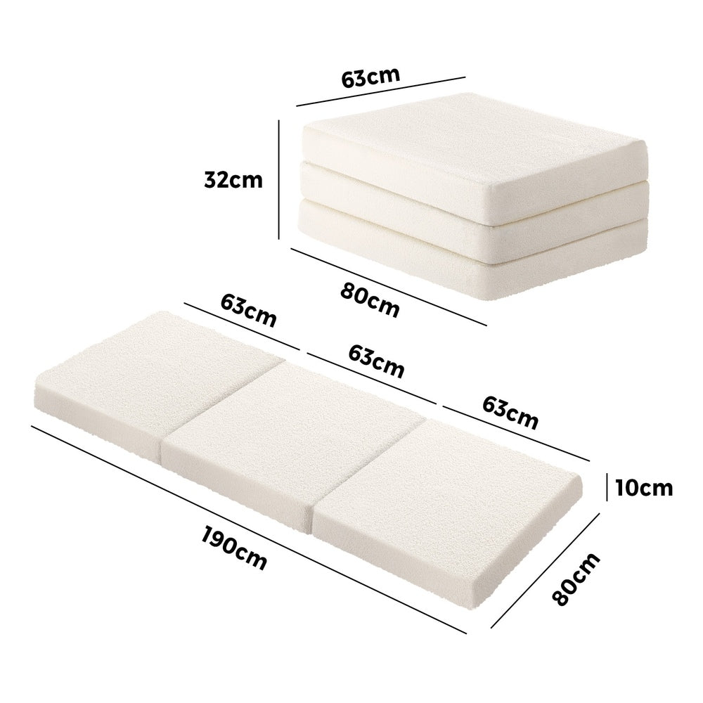 Bedra Folding Mattress Sherpa Fleece Foam 3-fold Single