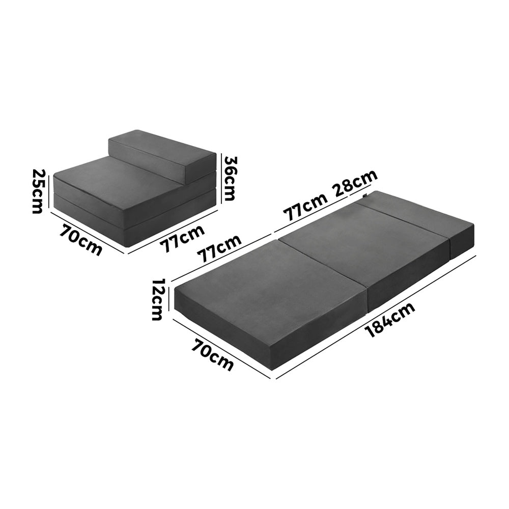 Bedra Foldable Foam Mattress Floor Bed Grey Single