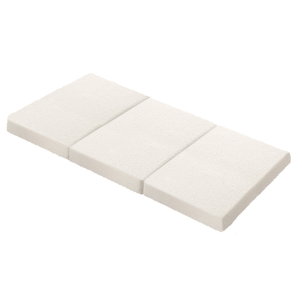Bedra Folding Foam Mattress Sherpa Fleece Portable 3-fold Double
