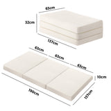 Bedra Folding Foam Mattress Sherpa Fleece Portable 3-fold Double - Front View