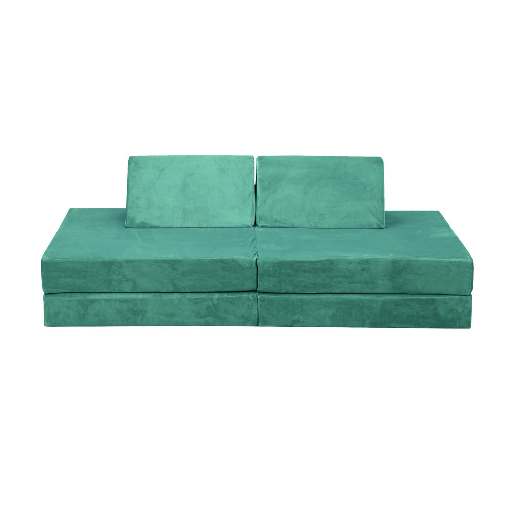 Oikiture 4Pcs Kids Play Couch Modular Lounge Cushion Green