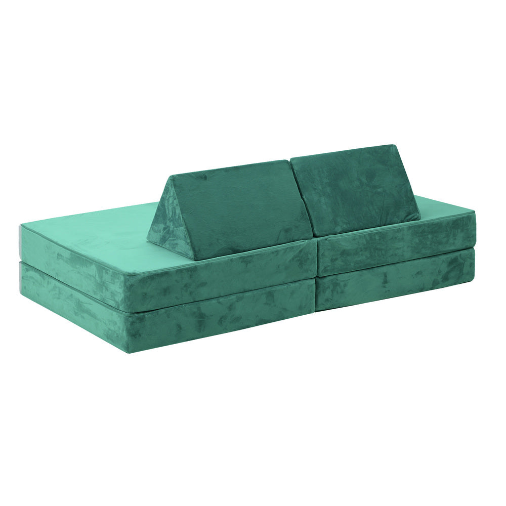 Oikiture 4Pcs Kids Play Couch Modular Lounge Cushion Green
