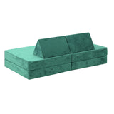 Oikiture 4Pcs Kids Play Couch Modular Lounge Cushion Green - Side View