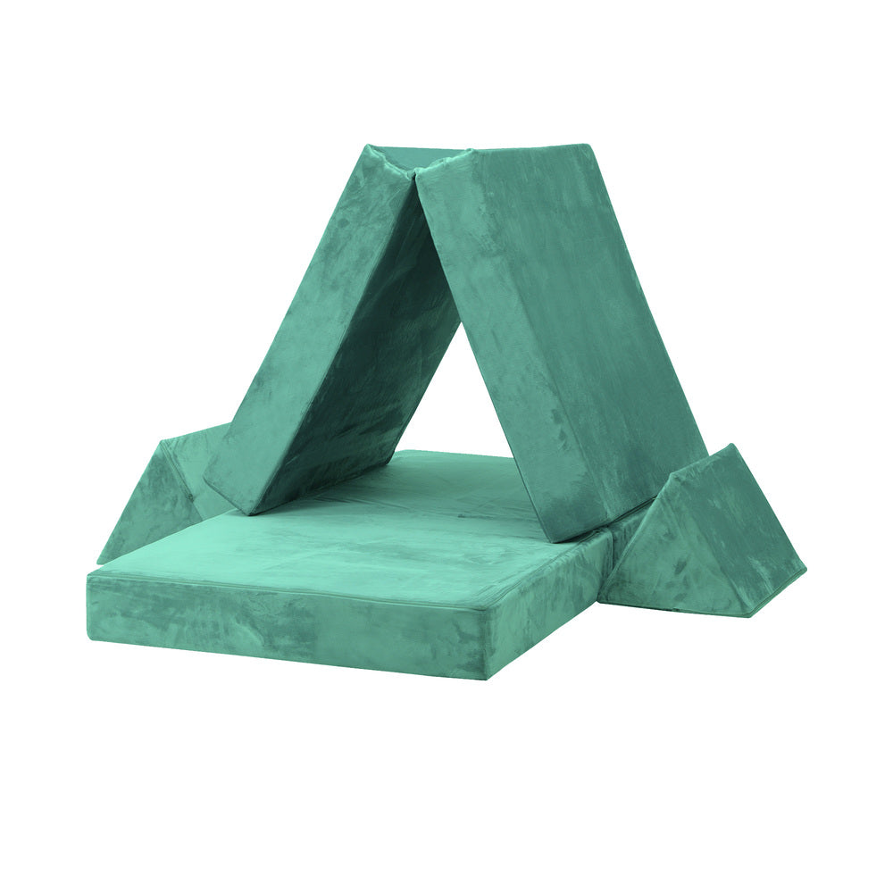 Oikiture 4Pcs Kids Play Couch Modular Lounge Cushion Green