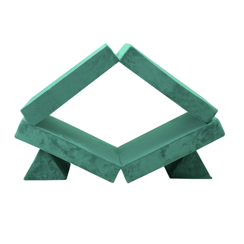 Oikiture 4Pcs Kids Play Couch Modular Lounge Cushion Green
