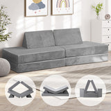 Mazam Kids Play Couch Modular Foam Sofa Bed DIY 2 Seater Grey - Side View