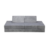 Mazam Kids Play Couch Modular Foam Sofa Bed DIY 2 Seater Grey - Rear View