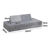 Mazam Kids Play Couch Modular Foam Sofa Bed DIY 2 Seater Grey - Extra Image