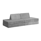 Mazam Kids Play Couch Modular Foam Sofa Bed DIY 2 Seater Grey - Low Angle