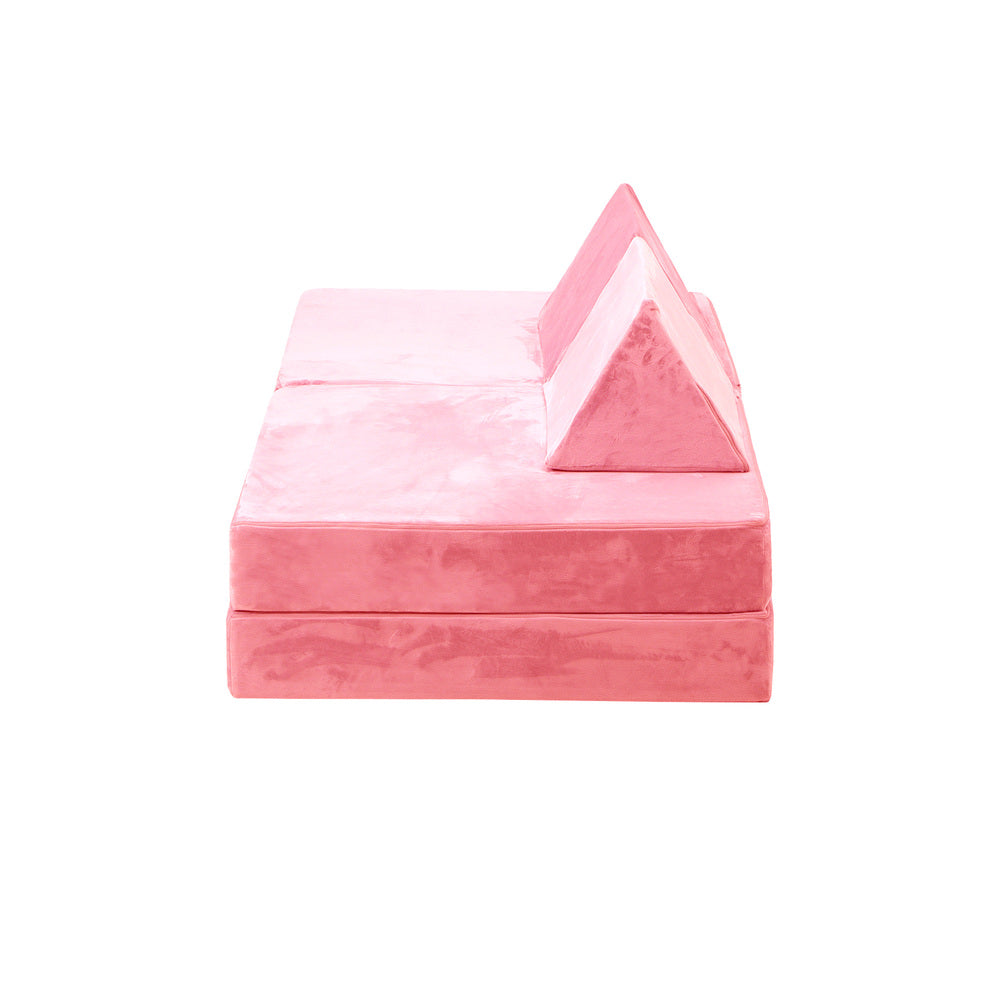 Oikiture 4Pcs Kids Play Couch Modular Lounge Cushion Pink