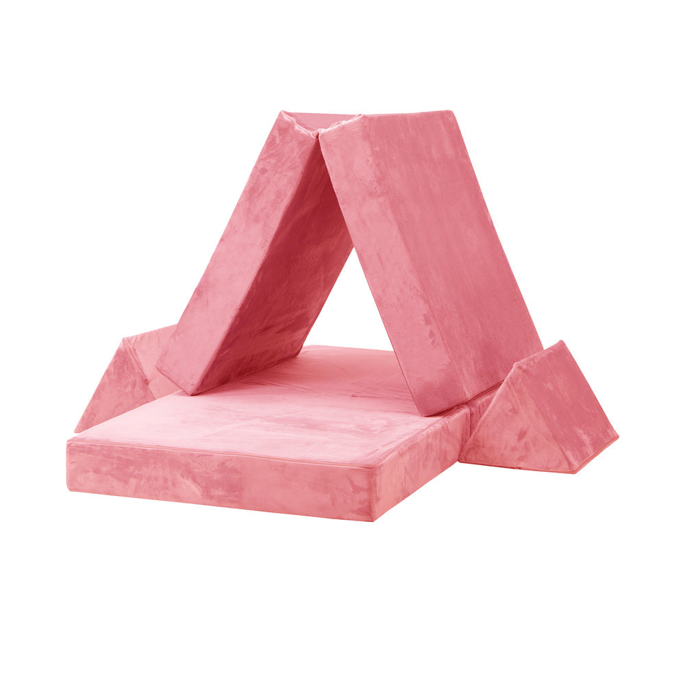 Oikiture 4Pcs Kids Play Couch Modular Lounge Cushion Pink