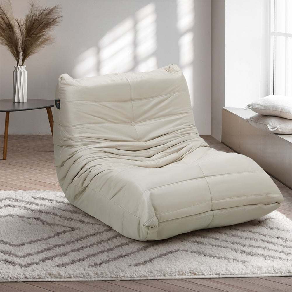 Oikiture Floor Sofa Lazy Couch Beige Polyester