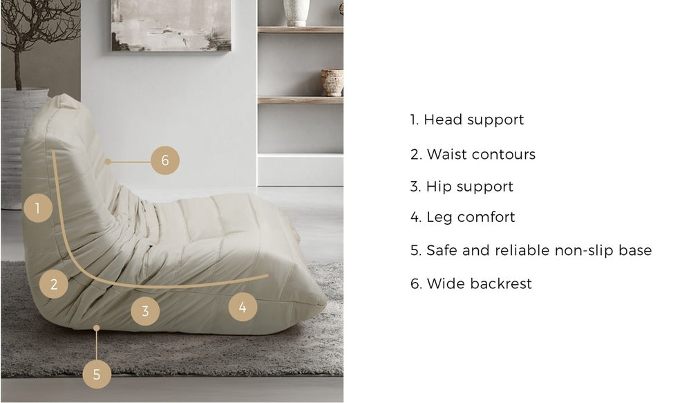Oikiture Floor Sofa Lazy Couch Beige Polyester