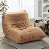 Oikiture Floor Sofa Lazy Couch Brown Polyester - Low Angle