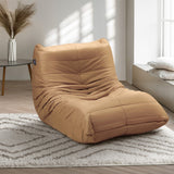 Oikiture Floor Sofa Lazy Couch Brown Polyester - Side View