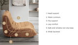 Oikiture Floor Sofa Lazy Couch Brown Polyester - Extra Image