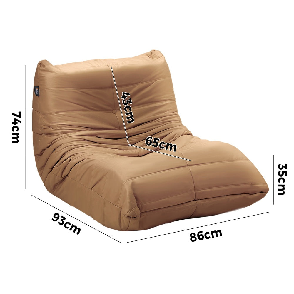 Oikiture 2X Floor Sofa Lounge Caterpillar Couch Single Pouffe Brown