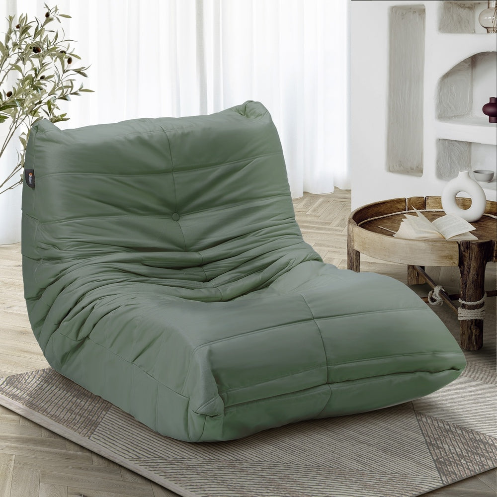 Oikiture Floor Sofa Lazy Couch Green Polyester
