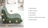 Oikiture Floor Sofa Lazy Couch Green Polyester