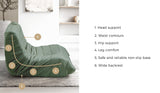 Oikiture Floor Sofa Lazy Couch Green Polyester - 45-Degree Angle