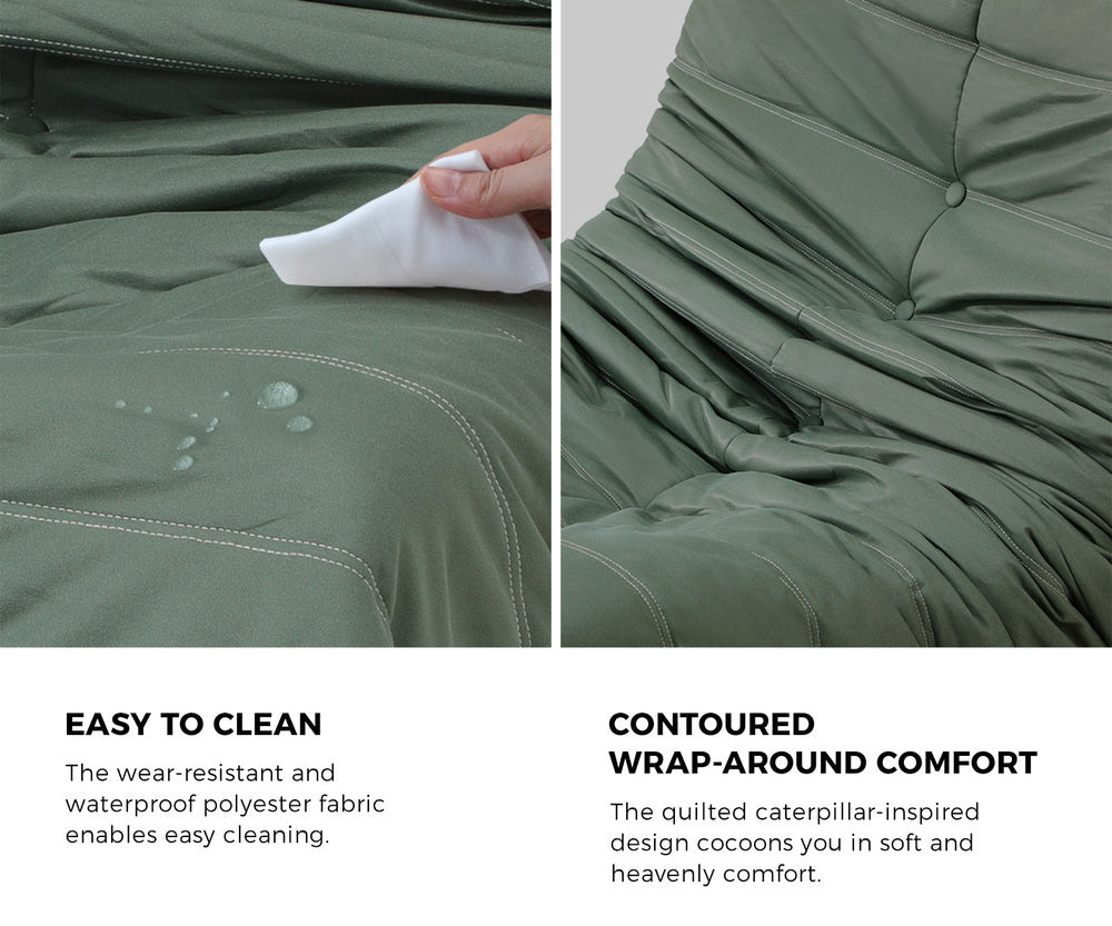 Oikiture Floor Sofa Lazy Couch Green Polyester