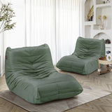 Oikiture 2X Floor Sofa Lounge Caterpillar Lazy Couch Single Chair Pouffe Green - Rear View