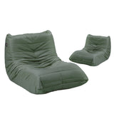 Oikiture 2X Floor Sofa Lounge Caterpillar Lazy Couch Single Chair Pouffe Green