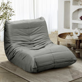 Oikiture Floor Sofa Lazy Couch Grey Polyester - Close-Up Angle