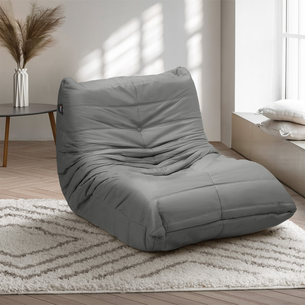 Oikiture Floor Sofa Lazy Couch Grey Polyester